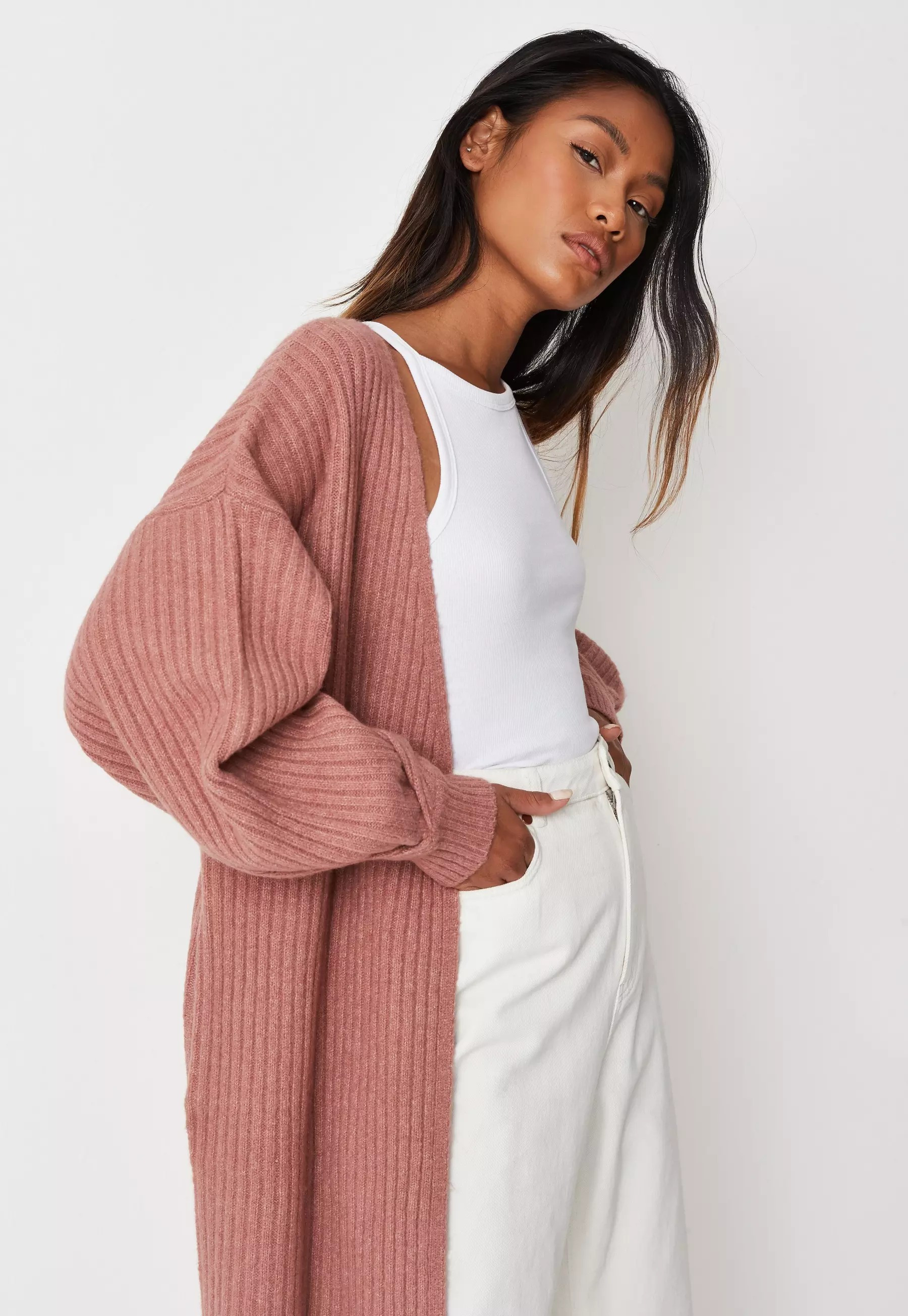 Recycled Rose Tuck Sleeve Knit Cardigan | Missguided (US & CA)