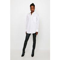 Karen Millen Eyelet Detail Shirt -, White | Karen Millen UK & IE