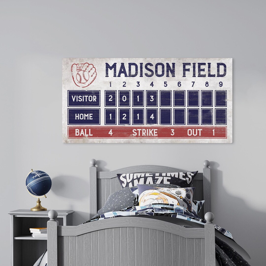 Baseball Scoreboard Wall Art – Custom Name Canvas – Rustic Game Room Decor – Personalized B... | Etsy (US)