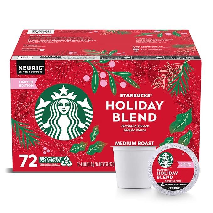 Starbucks Coffee Holiday Blend K Cup Pods, 72Count,, 29.2 Oz () | Amazon (US)