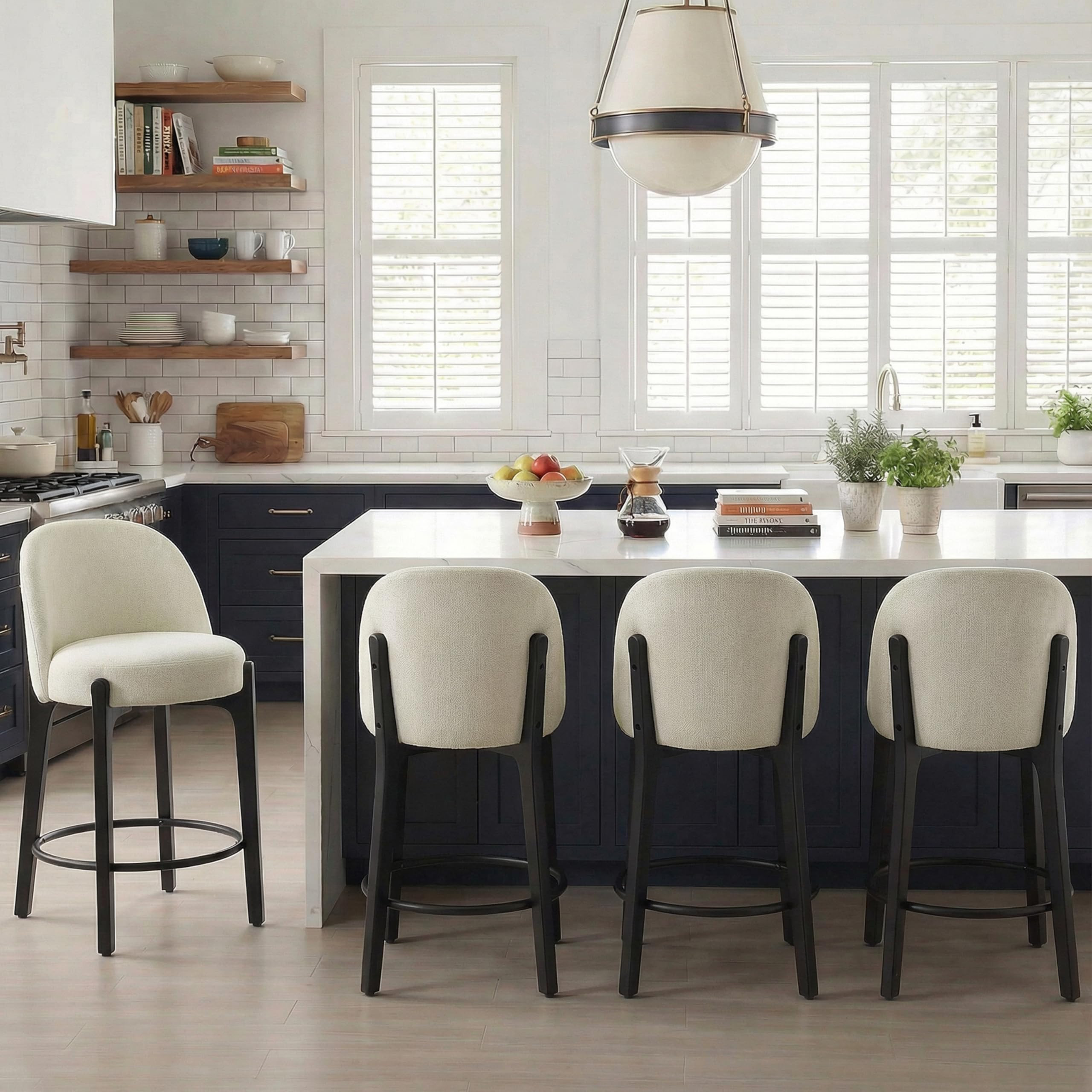 VKNOW 26 Inch Bar Stools Set of 4, Mid Century Modern Counter Height Bar Stools, Upholstered Coun... | Amazon (US)