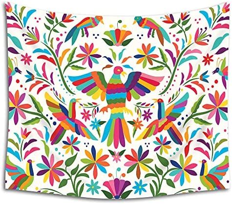 Zaueky Floral And Birds Tapestry Colorful Mexican Traditional Textile Embroidery Style Hanging Ta... | Amazon (US)