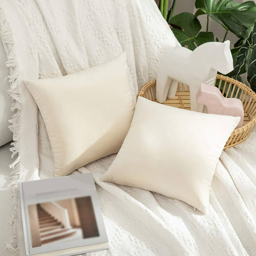 MIULEE Pack of 2 Velvet Pillow Covers Decorative Square Pillowcase Soft Solid Cushion Case for Sp... | Amazon (US)