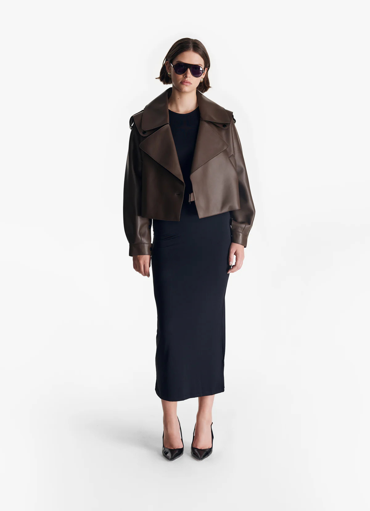 Brown Oversized Leather Jacket | DE SAVARY LONDON