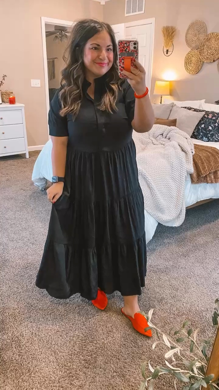 This black maxi dress from Amazon is on sale! I added pops of red to brighten it up. 🖤❤️

mules: fit true to size // wearing a 5
dress: fits true to size // wearing a large 

 #LTKWatchNow #LTKSaleAlert #LTKStyleTip