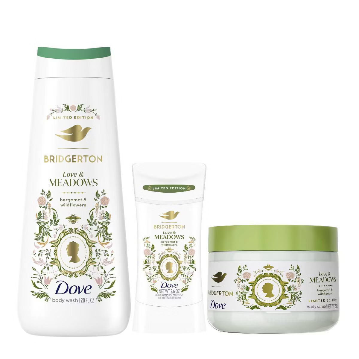 Dove Beauty Limited Edition Bridgerton Love & Meadows 20oz Body Wash + 15oz Body Scrub + 2.6oz An... | Target