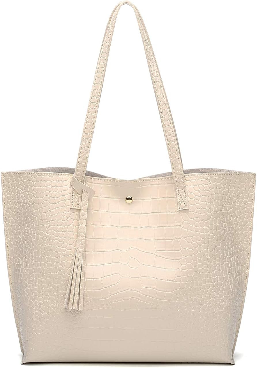 Women's Soft Faux Leather Tote Shoulder Bag from Dreubea, Big Capacity Tassel Handbag | Amazon (US)