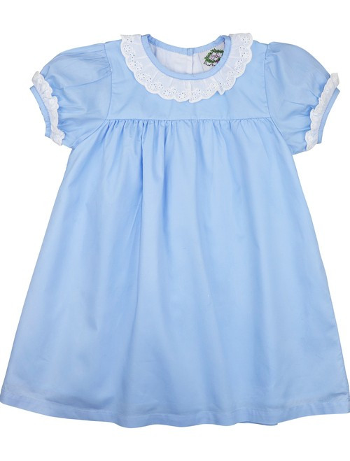 Blue Cotton Eyelet Dress | Cecil and Lou