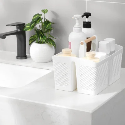 Portable Shower Caddy Basket Plastic Cleaning Caddy Organizer Storage Tote With Handle For Bathroom, College, Dorm Room Essentials, White | Wayfair North America
