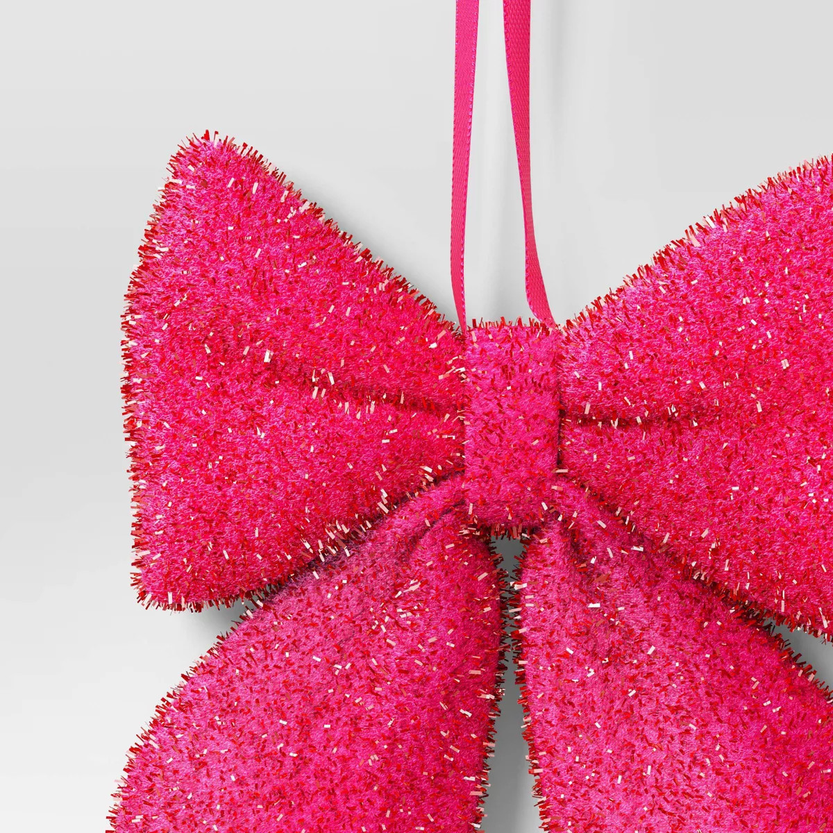 6.5" Christmas Tinsel Bow Ornament Hot Pink  - Wondershop™ | Target