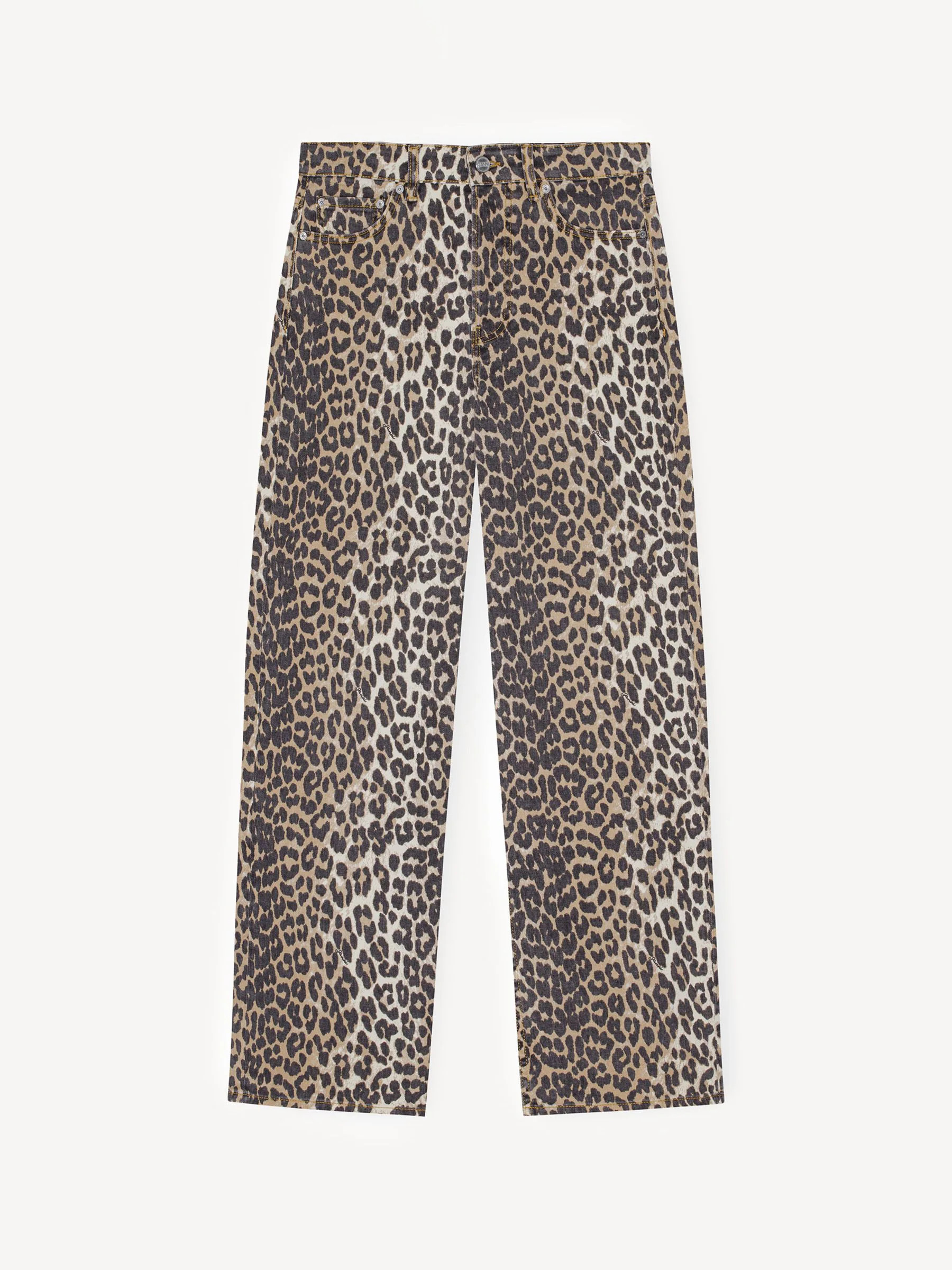 GANNI GANNI Animal Leopard Print Izey Denim Straight Jeans | Next US