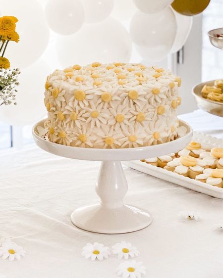 I ordered this daisy cake from a local bakery for a themed baby shower, isn’t it so cute? Today I’m sharing sources to white cake stands I love having on hand for different parties and events I host. 

#LTKSeasonal #LTKhome #LTKparties