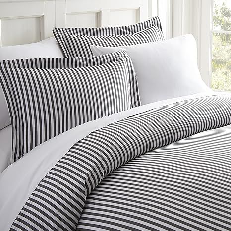 Simply Soft Ultra Soft Patterned 3 Piece Duvet Cover Set, King, Ribbon Gray | Amazon (US)