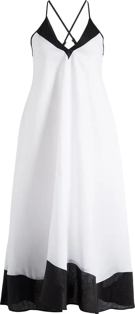 Reiss Stevie Colorblock Linen Cross Back Midi Dress | Nordstrom | Nordstrom