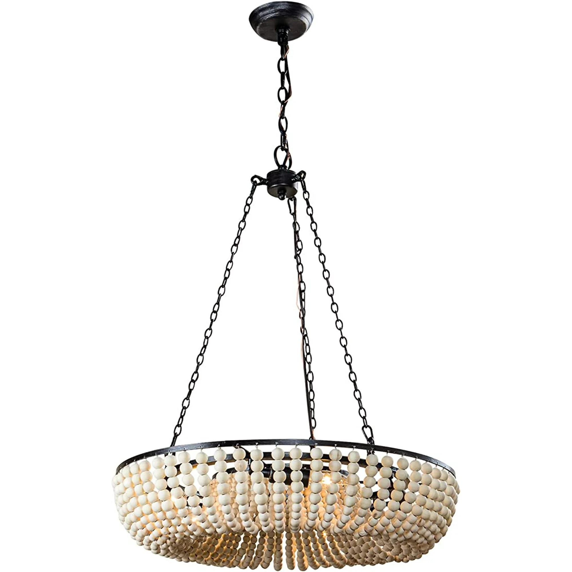 Parrot Uncle Chandelier Lights 24 inch Wood Beaded Chandeliers for Dining Room, 5-Light | Walmart (US)