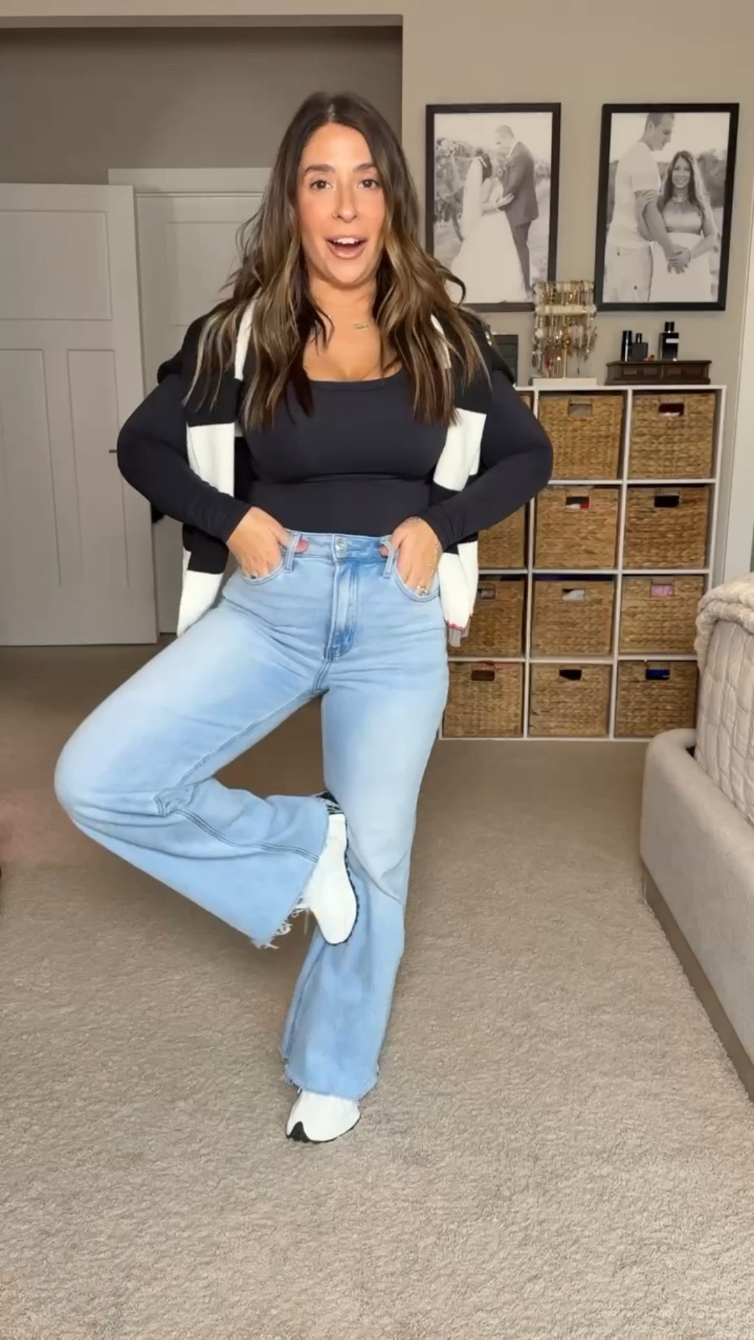 Day 2 of jeans and I’m choosing comfort, but I love the way they hug the booty! These Amazon jeans are super cute, but they run big so I buy a size down a cut a little off the bottom. This sweater is so good, I have it multiple colors and love them all. 
Casual mom outfit inspo, short girl friendly jeans, sweater 

#LTKMidsize #LTKootd #LTKPlusSize