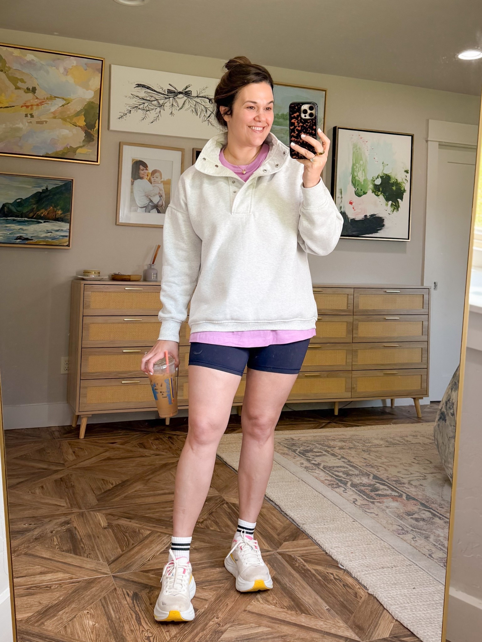 Current favorite walking shorts and sweatshirt. Wearing a size large in both. 



Gym outfit, athleisure, walking outfit, running outfit, bike shorts, half zip sweatshirt, Amazon finds, favorite shorts, 

#LTKMidsize #LTKOver40 #LTKootd