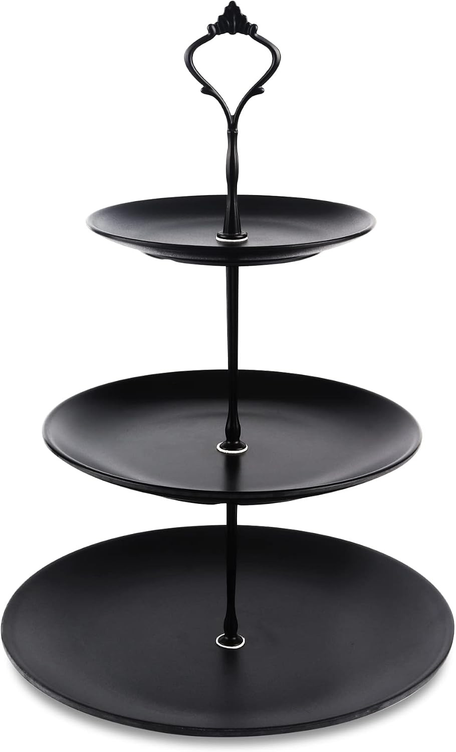 Lucky Will Black Tiered Dessert Serving Tray for Kid's Party Supplies Favors 3 Tier Cupcake Cake Stand for Birthday Tea Afternoon Halloween Christmas Candy Bar | Amazon (US)
