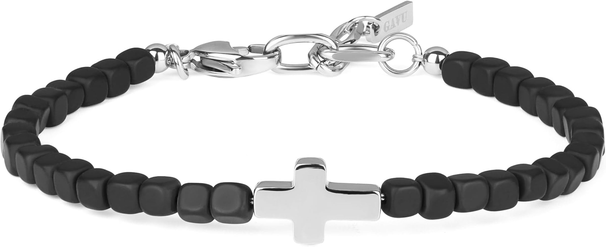 GAVU Men's Crystal Beaded Bracelet, Cross Charm Bracelet Cross Bracelet for Men | Amazon (US)