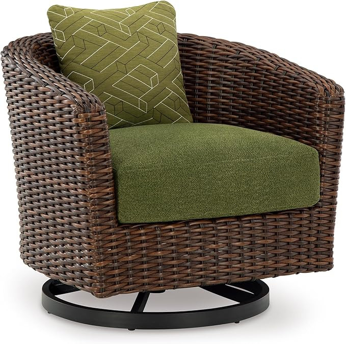 Signature Design by Ashley Horizon Hall Casual Nuvella Weather Resistant Fabric Outdoor Swivel Lo... | Amazon (US)