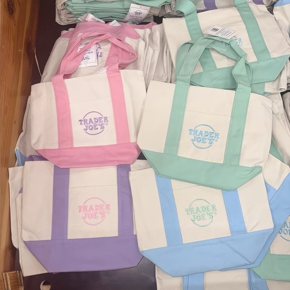 Trader Joe’s Mini Canvas Tote Bag for 1 Baby Blue-NEW With Tag Limited Edition | Poshmark
