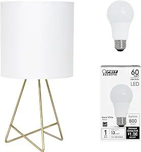 Simple Designs LT2066-GDW-LB 14" Down to The Wire Table Lamp for Bedroom, Living Room, Entryway, ... | Amazon (US)