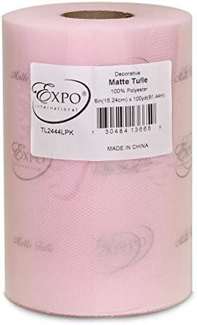 Expo International Decorative Matte Tulle Spool of 6 inch X 100 yards | Light Pink | Amazon (US)