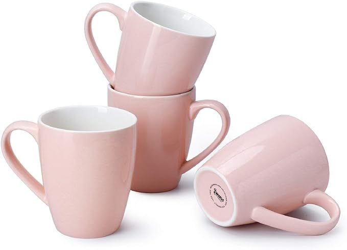 Sweese 601.408 Porcelain Mugs - 16 Ounce (Top to the Rim) for Coffee, Tea, Cocoa, Set of 4, Pink | Amazon (US)