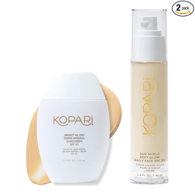 Kopari Bright as Day Sheer Mineral Sunscreen SPF 50 & Sun Shield Soft Glow Daily Face SPF 30 | Amazon (US)