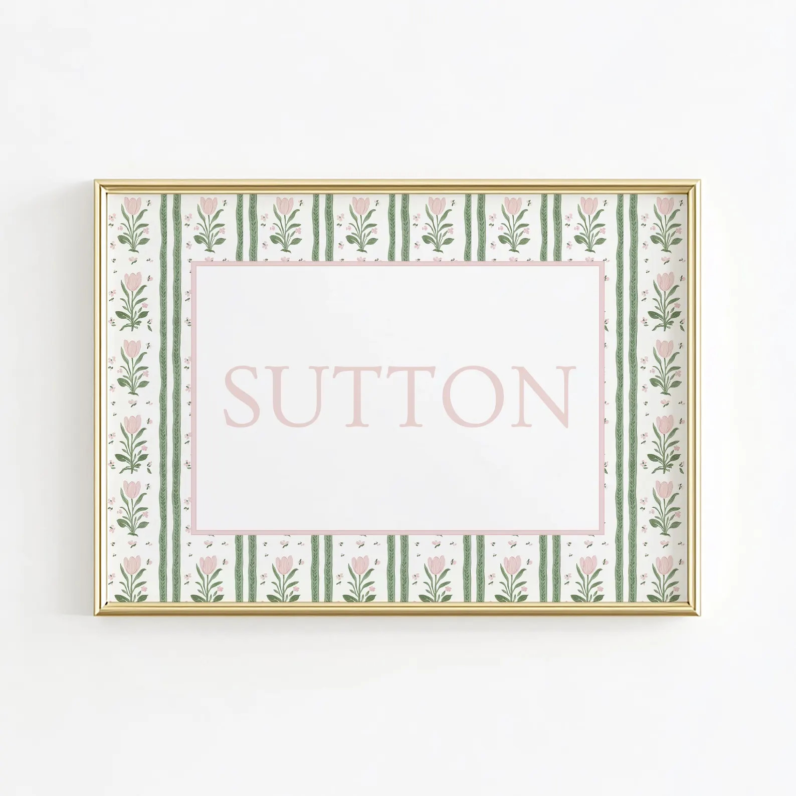 Tulip Name Nursery Wall Art, Grandmillennial Nursery, Pink Floral Girl Nursery Prints, Baby Name ... | Etsy (US)