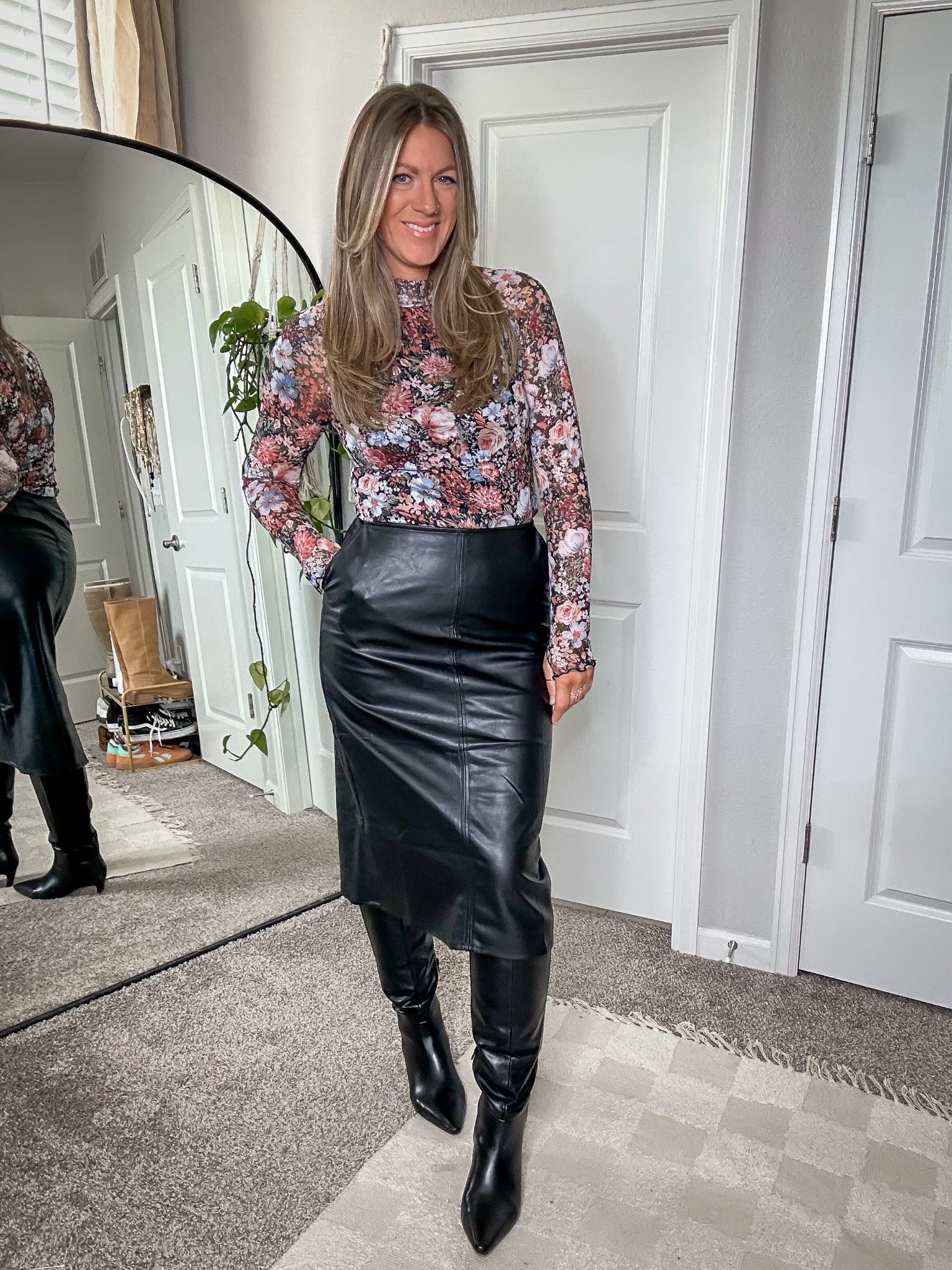 Thanksgiving dinner outfit - tall mom & long arm approved! Large top, medium skirt (also linked similar) 11 boots 

#LTKHoliday #LTKOver40 #LTKTall