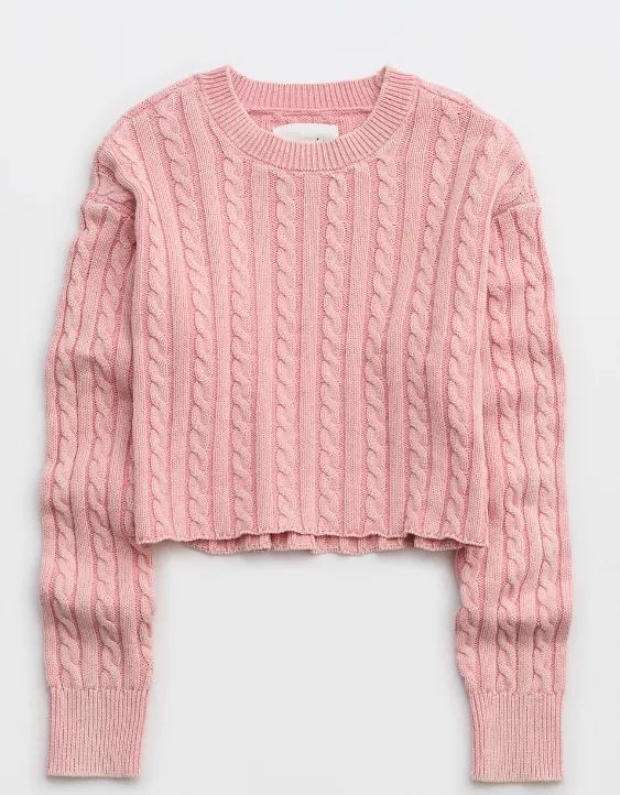 Aerie Mini Cable Cropped Sweater | American Eagle Outfitters (US & CA)