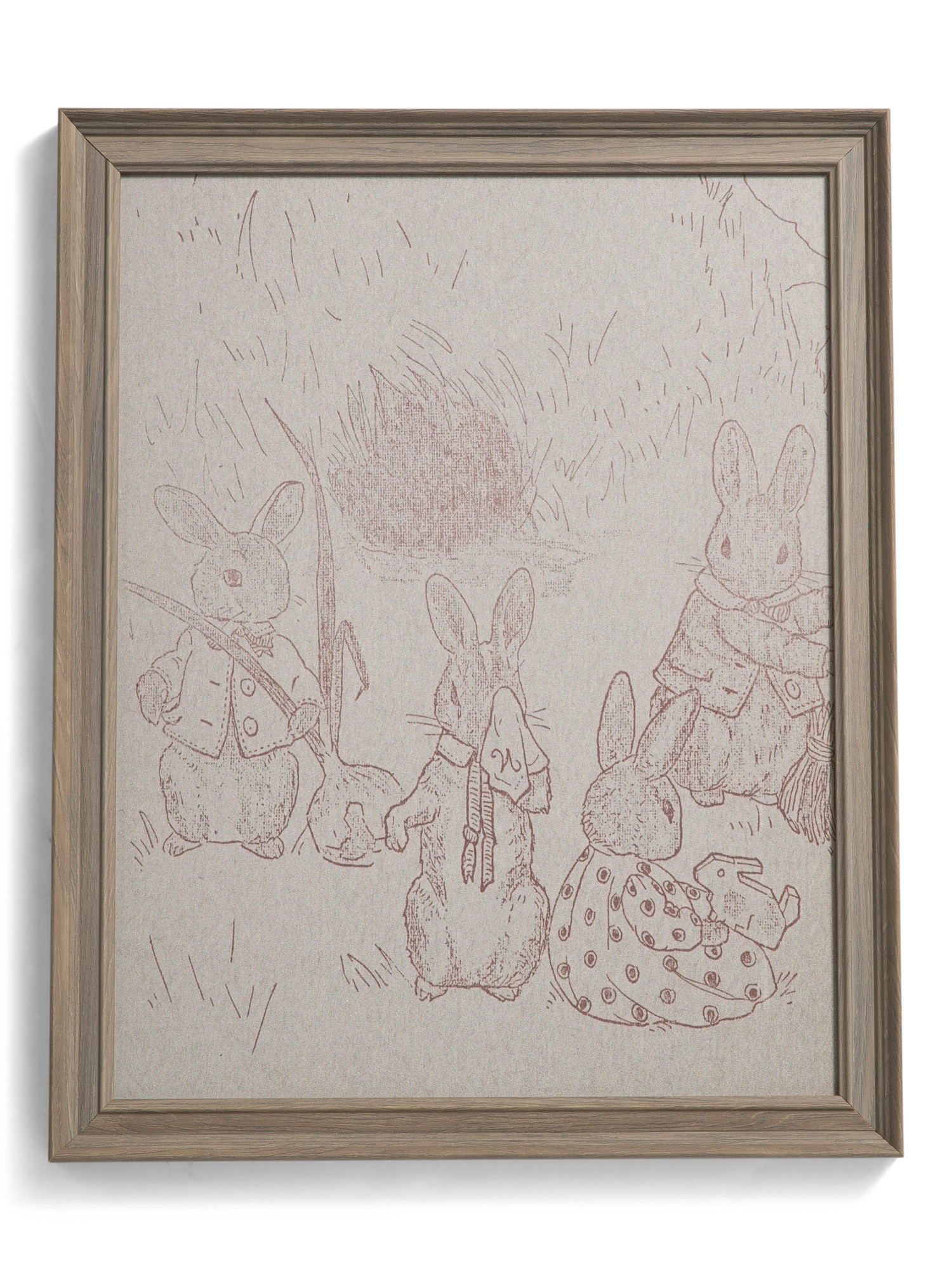 16x20 Bunny Sketch Charcoal Brown Framed Wall Art | TJ Maxx