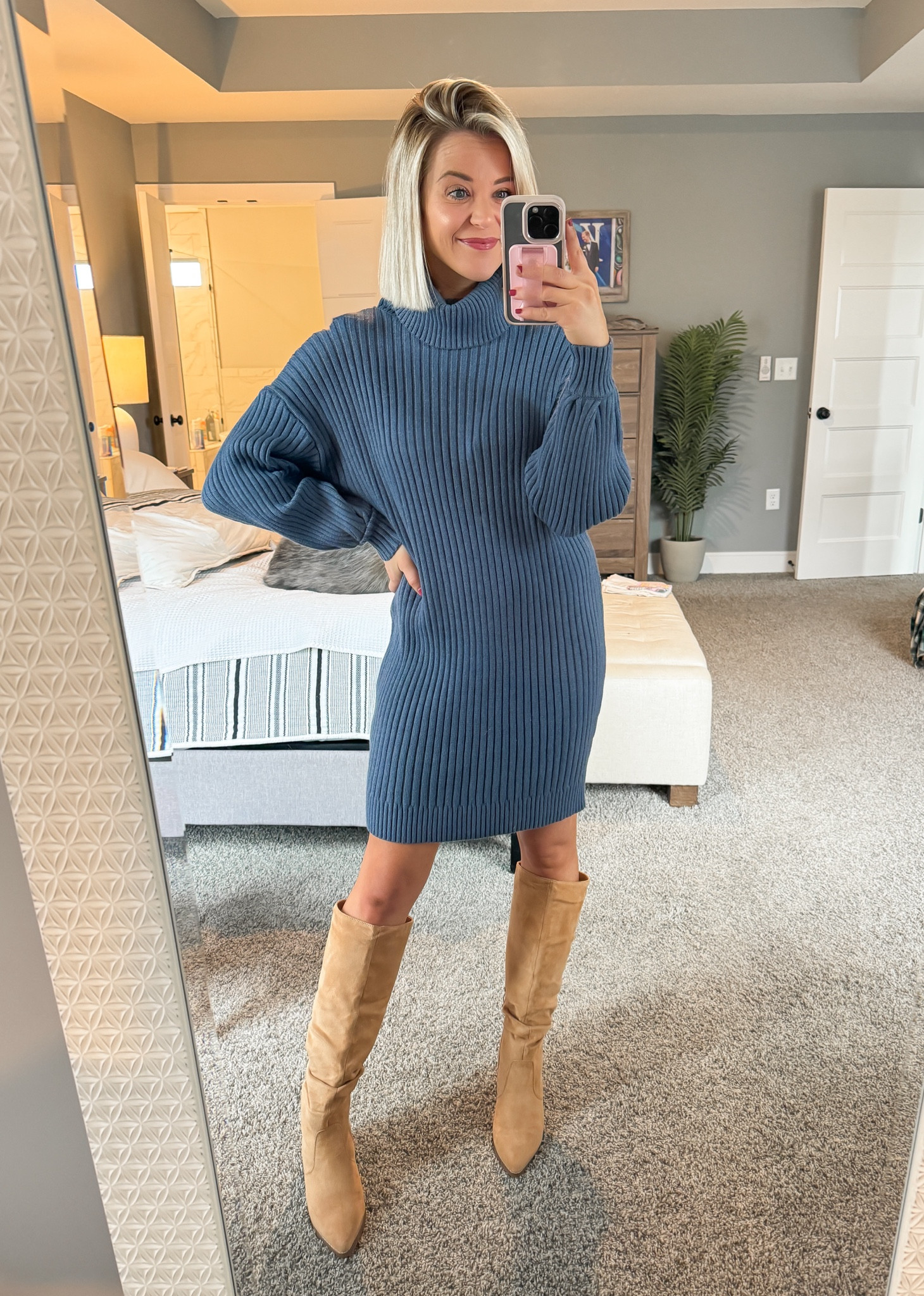 Love this sweater dress and tall boots combo! Both Amazon! Dress is true to size and bump friendly. 

Turtleneck sweater dress / fall winter fashion / petite / affordable knee high boots 

Thanksgiving outfit idea / holiday party Christmas party 

#LTKShoeCrush #LTKFindsUnder50 #LTKSeasonal