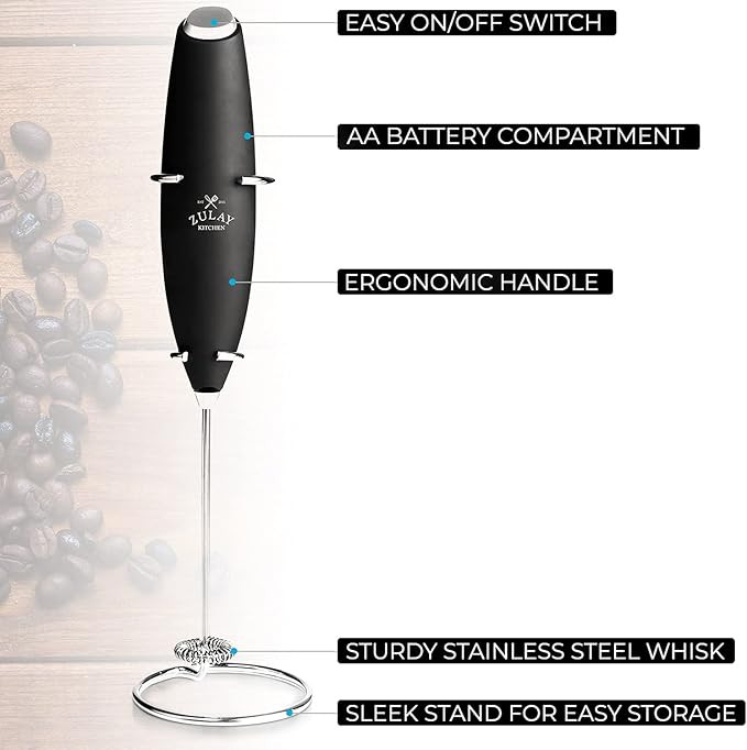 Zulay Original Milk Frother Handheld Foam Maker for Lattes - Whisk Drink Mixer for Coffee, Mini F... | Amazon (US)