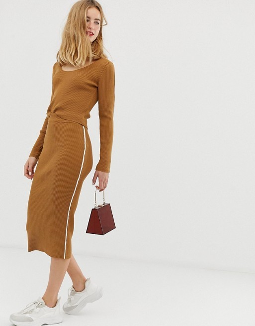 ASOS DESIGN two-piece knit skirt in rib with tipping | ASOS US