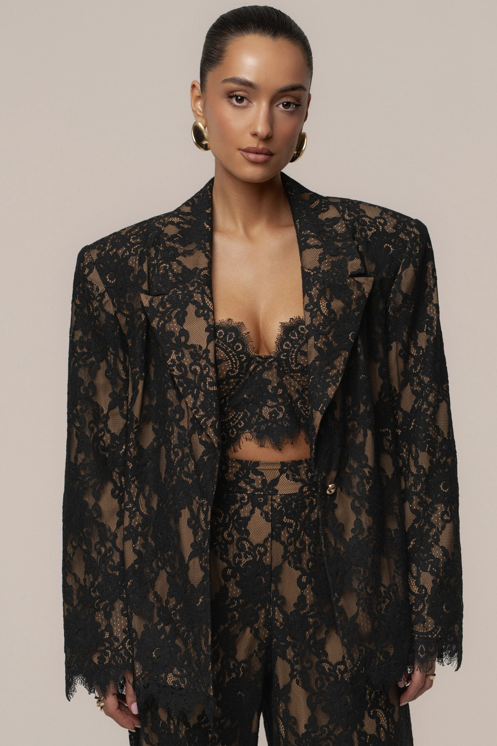 Black Lace And Desire Blazer | JLUXLABEL US