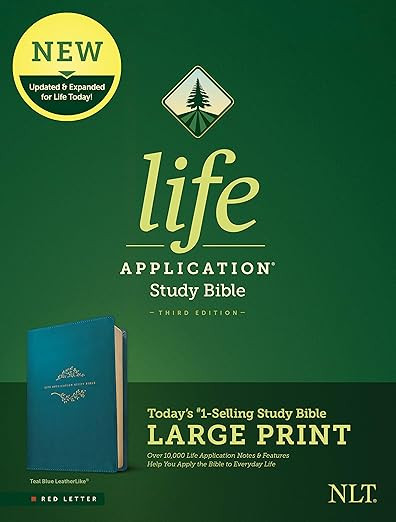 Tyndale NLT Life Application Study Bible, Third Edition, Large Print (LeatherLike, Teal Blue, Red... | Amazon (US)