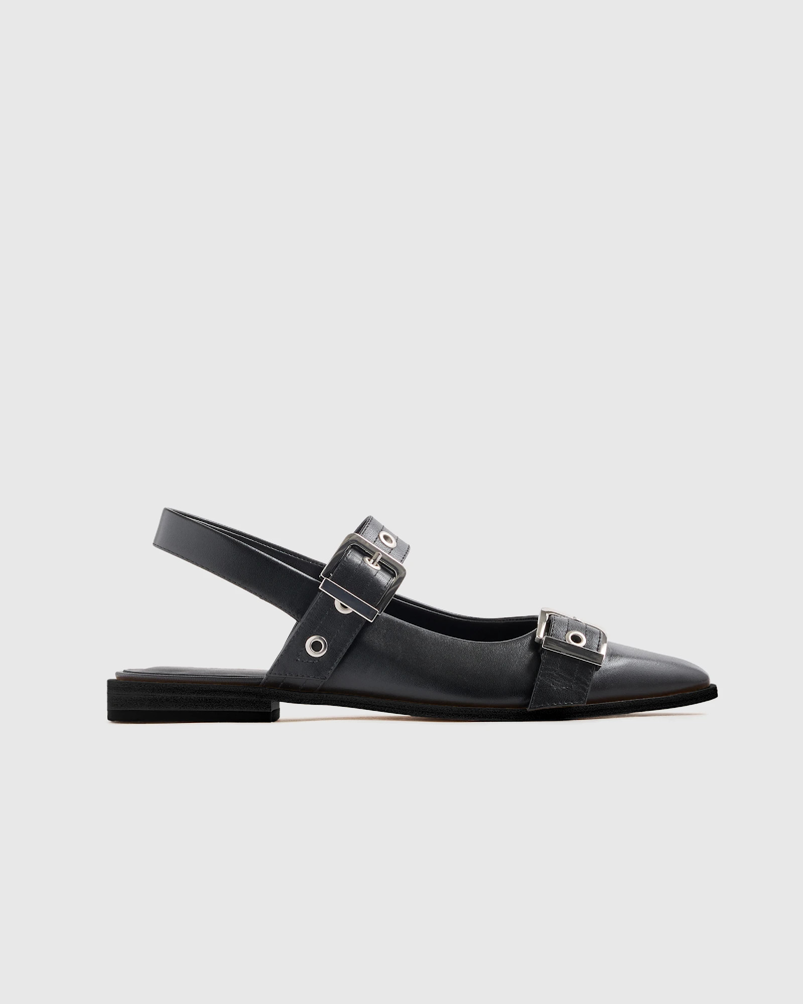 Italian Leather Bold Buckle Slingback Flat | Quince