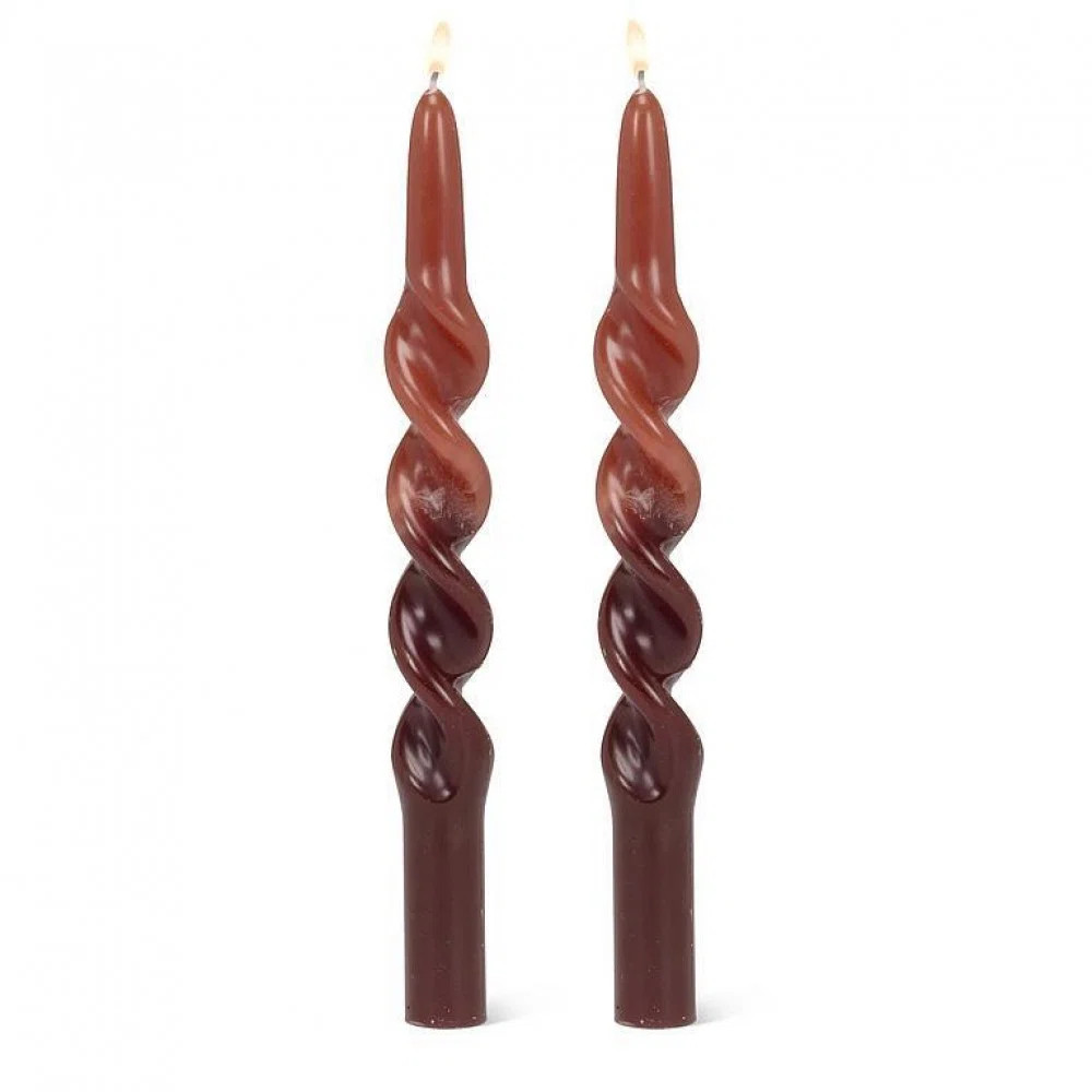 Set Of 2 Large Spiral 2-Tone Taper Candles (Set of 2) | Wayfair North America