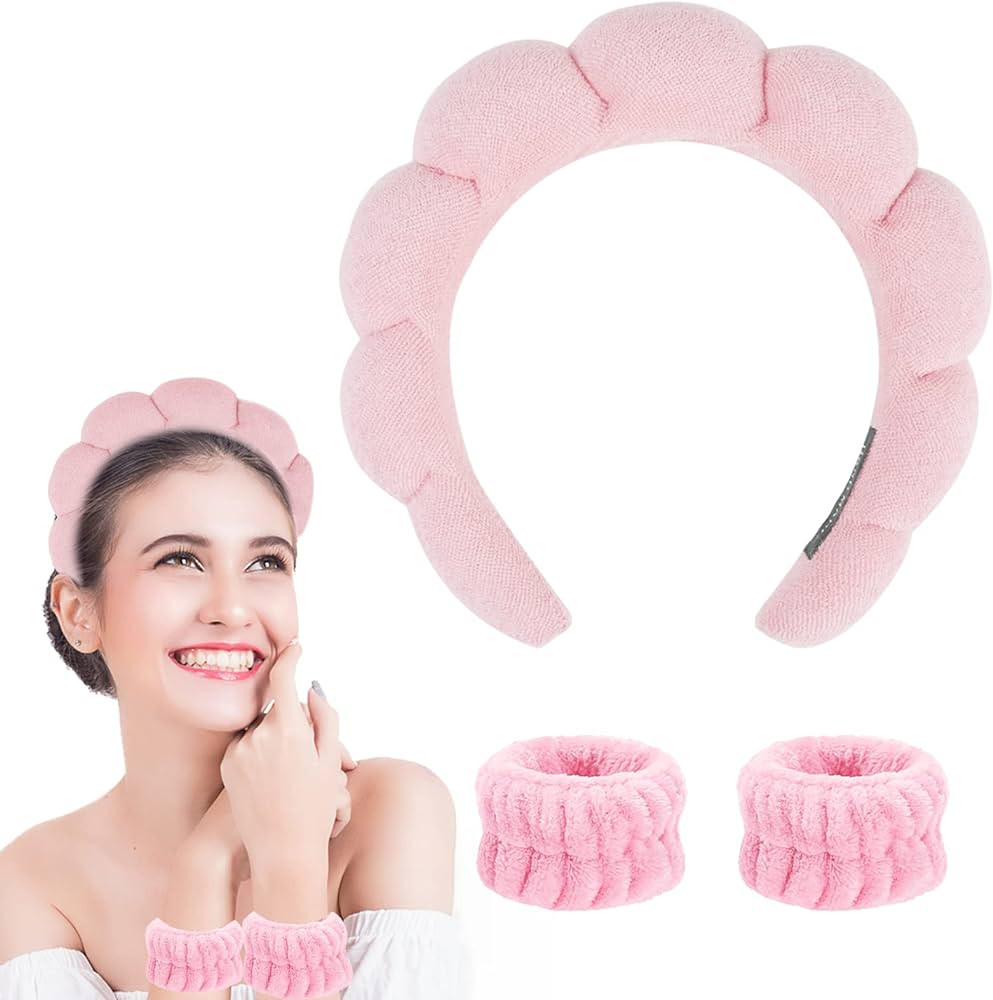 Spa Makeup Headband for Washing Face, Sponge Skincare Face Wash headbands for Women Girls - Bubbl... | Amazon (US)