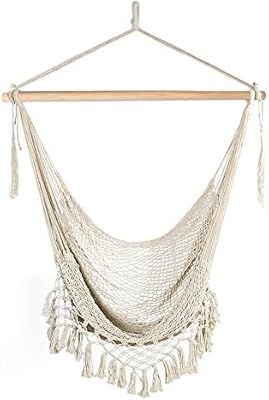 Chihee Hammock Chair Super Large Hanging Chair Soft-Spun Cotton Rope Weaving Chair, Hardwood Spre... | Amazon (US)