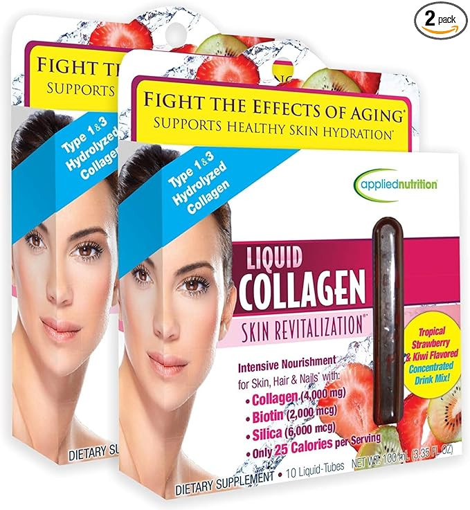 Applied Nutrition Liquid Collagen Skin Revitalization - 10 Liquid Tubes, Pack of 2 - Collagen, Bi... | Amazon (US)