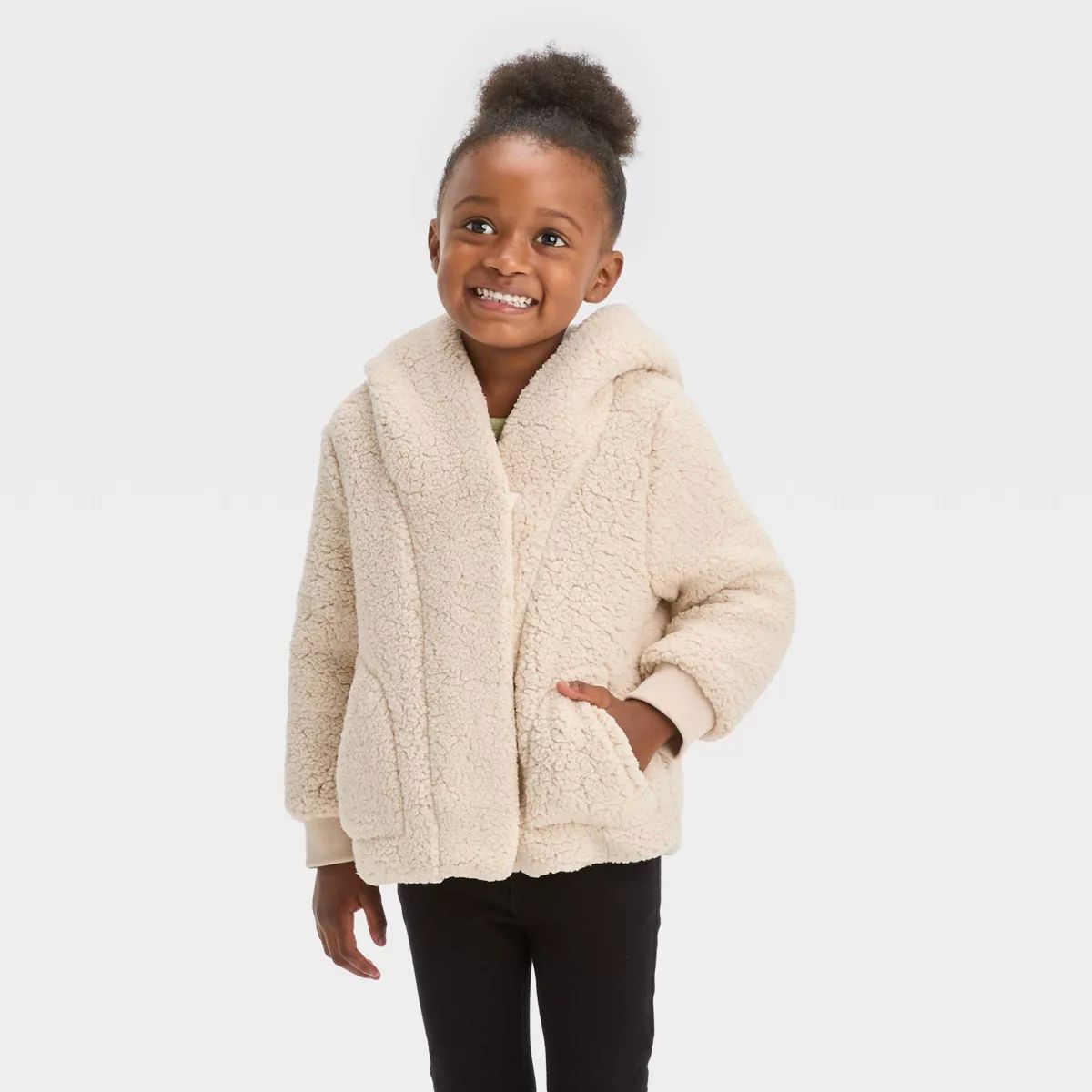 Toddler Girls' Solid Faux Shearling Jacket - Cat & Jack™ | Target