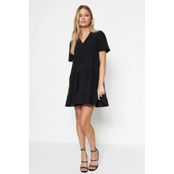 Trendyol Women  Mini Shift Regular Fit Woven Dress - Walmart.com | Walmart (US)