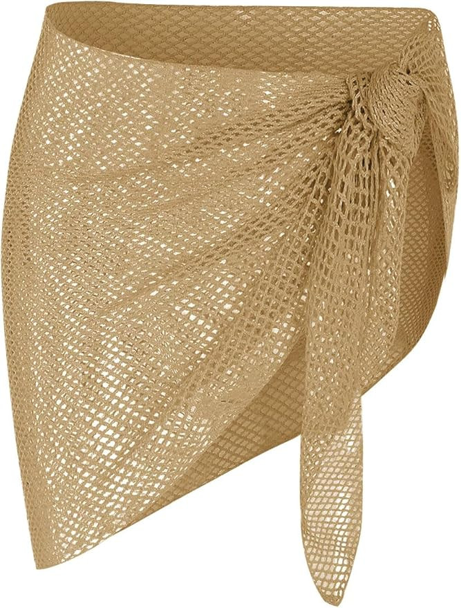 ZAFUL Sarong Coverups for Women Beach Vacation Fishnet See Thru Tie Side Bathing Suit Cover Up Mi... | Amazon (US)