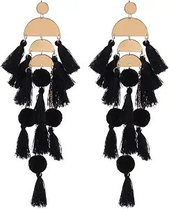 Long Tassel Earrings for Women Colorful Fringe Drop Dangle Earrings Bohemian Hawaiian Summer Beac... | Amazon (US)