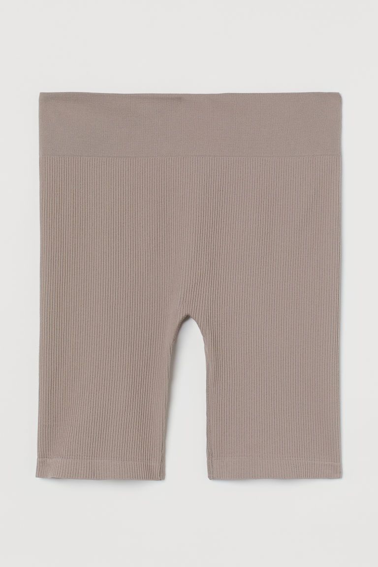 H & M - Seamless Ribbed Biker Shorts - Brown | H&M (US + CA)