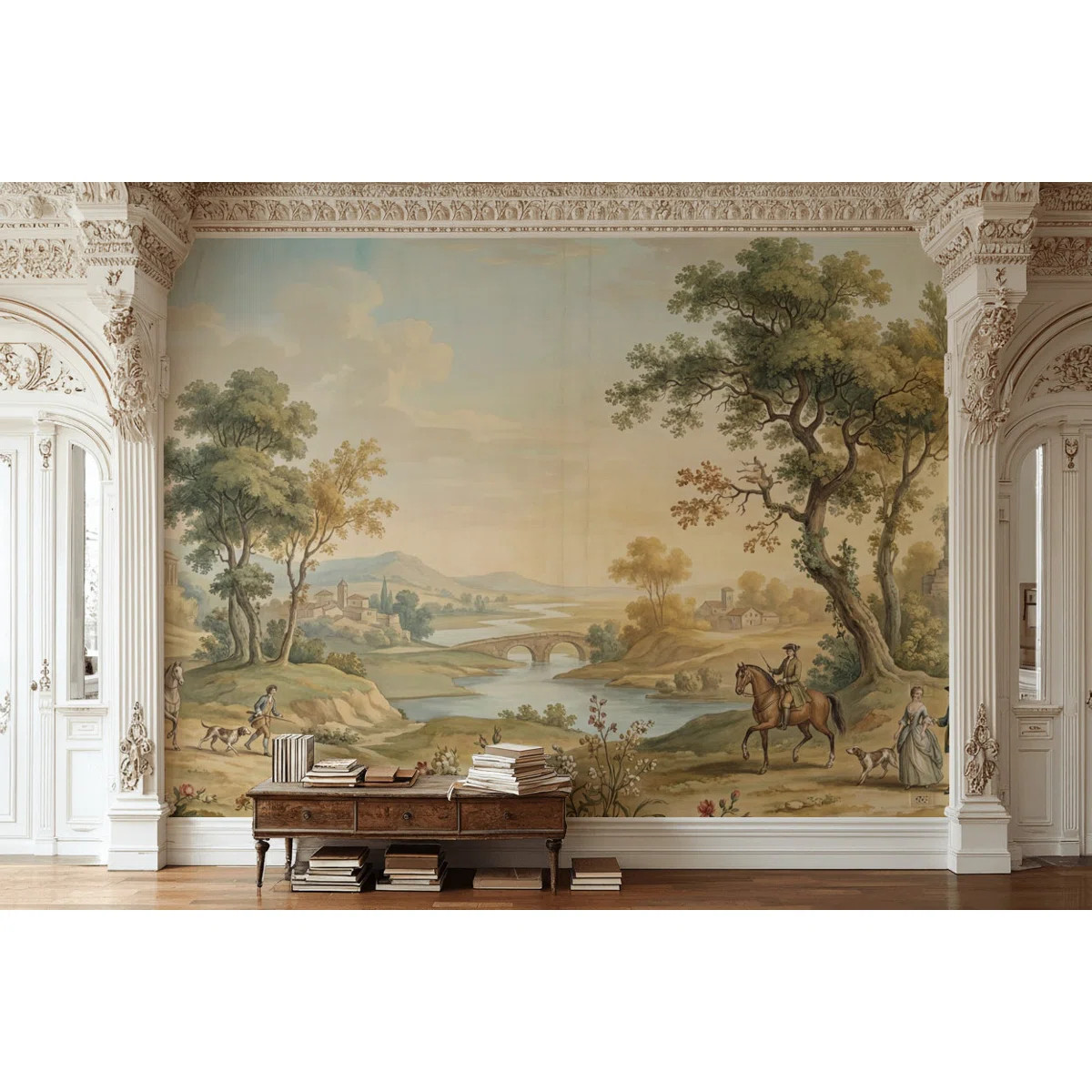 Pastoral Landscape Wallpaper Classical Serene Wall Mural | Wayfair North America