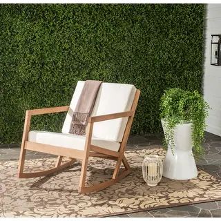 SAFAVIEH Outdoor Vernon Rocking Chair w/ Cushion - Natural/Beige | Bed Bath & Beyond